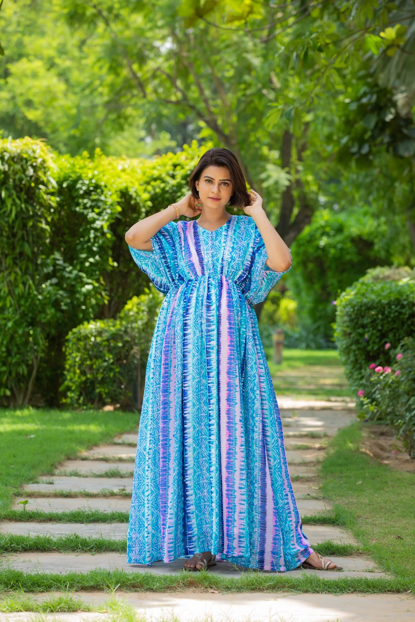 Aztec Waves Maternity Kaftan Dress - Chenance