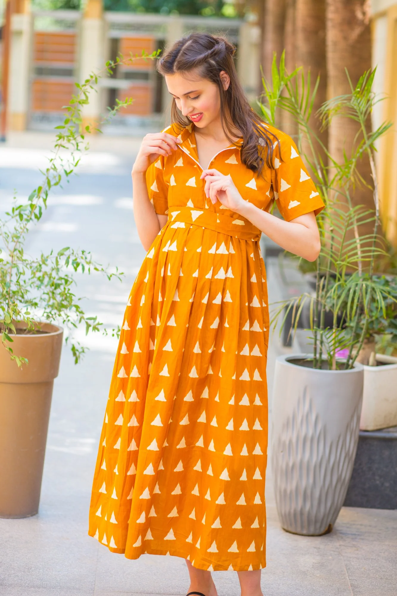 Tuscan Sunny Triangle Maternity & Nursing Dress - Chenance