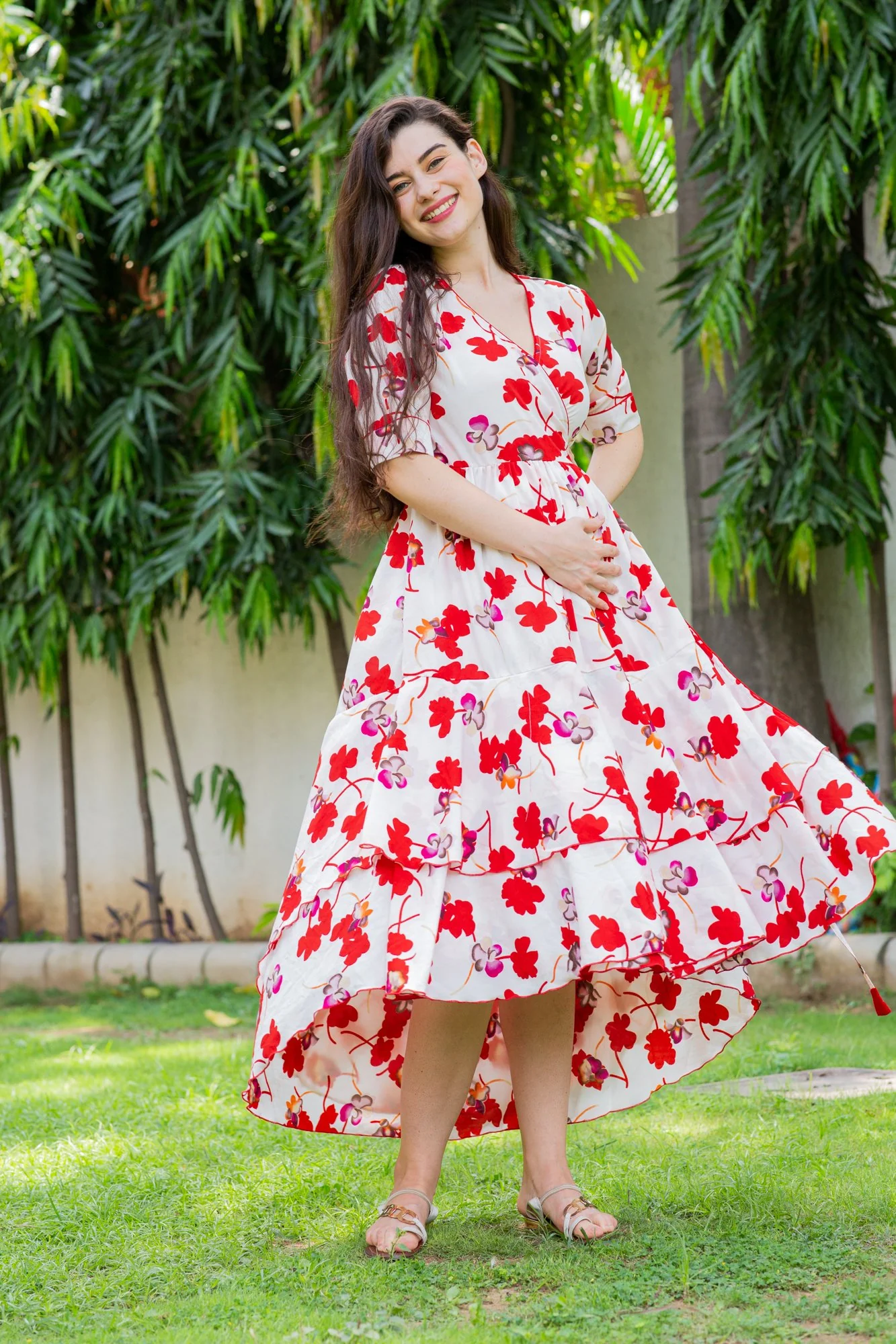 Venetian Floral Maternity & Nursing Flair Dress - Chenance