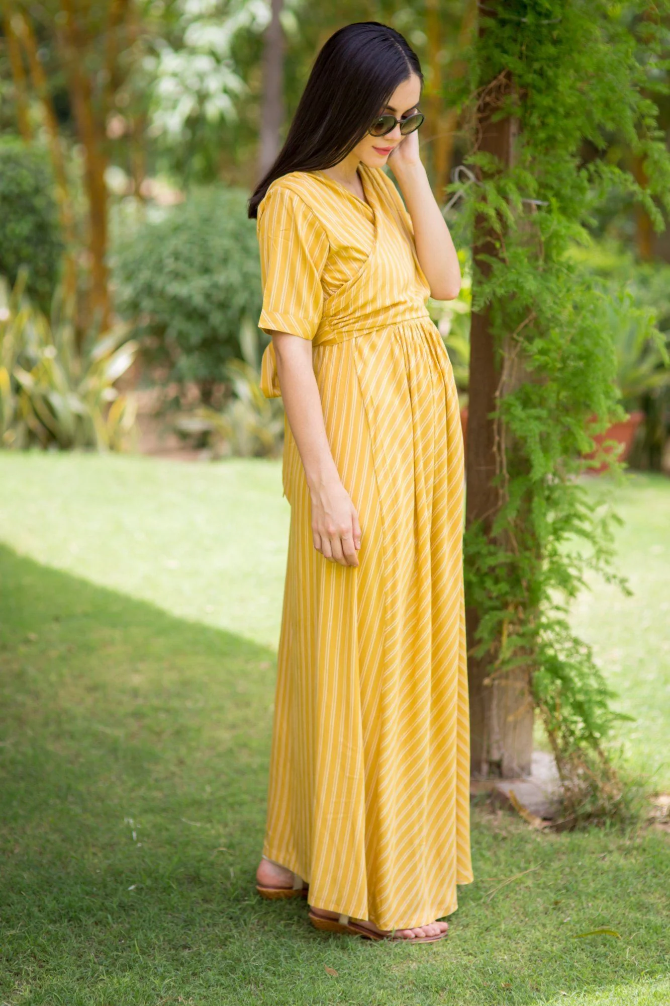 Tuscany Striped Maternity & Nursing Wrap Dress - Chenance