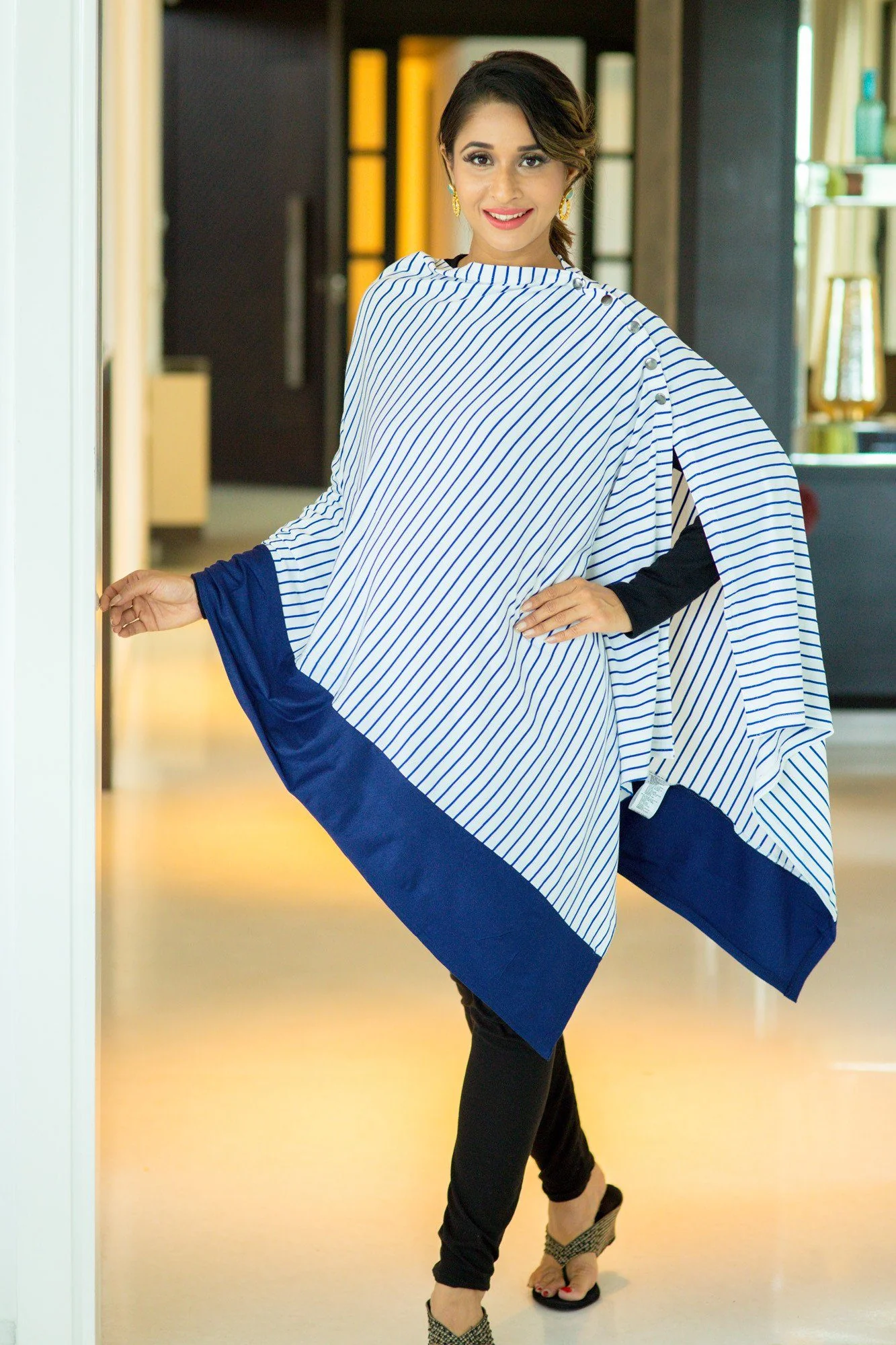 Versatile Nautical Striped Nursing Stole - Chenance