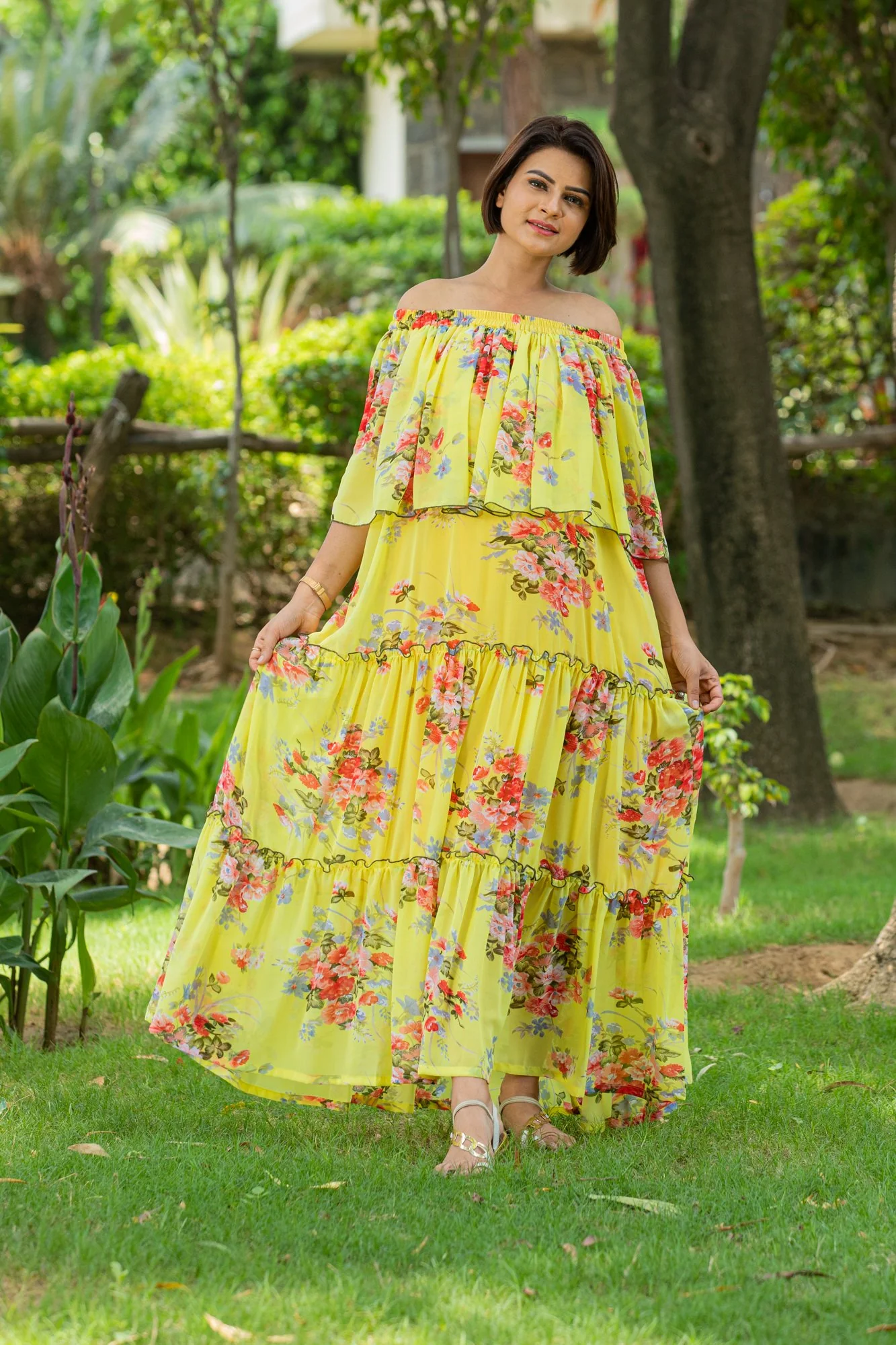 Sunshine Off-Shoulder Maternity Maxi Dress - Chenance