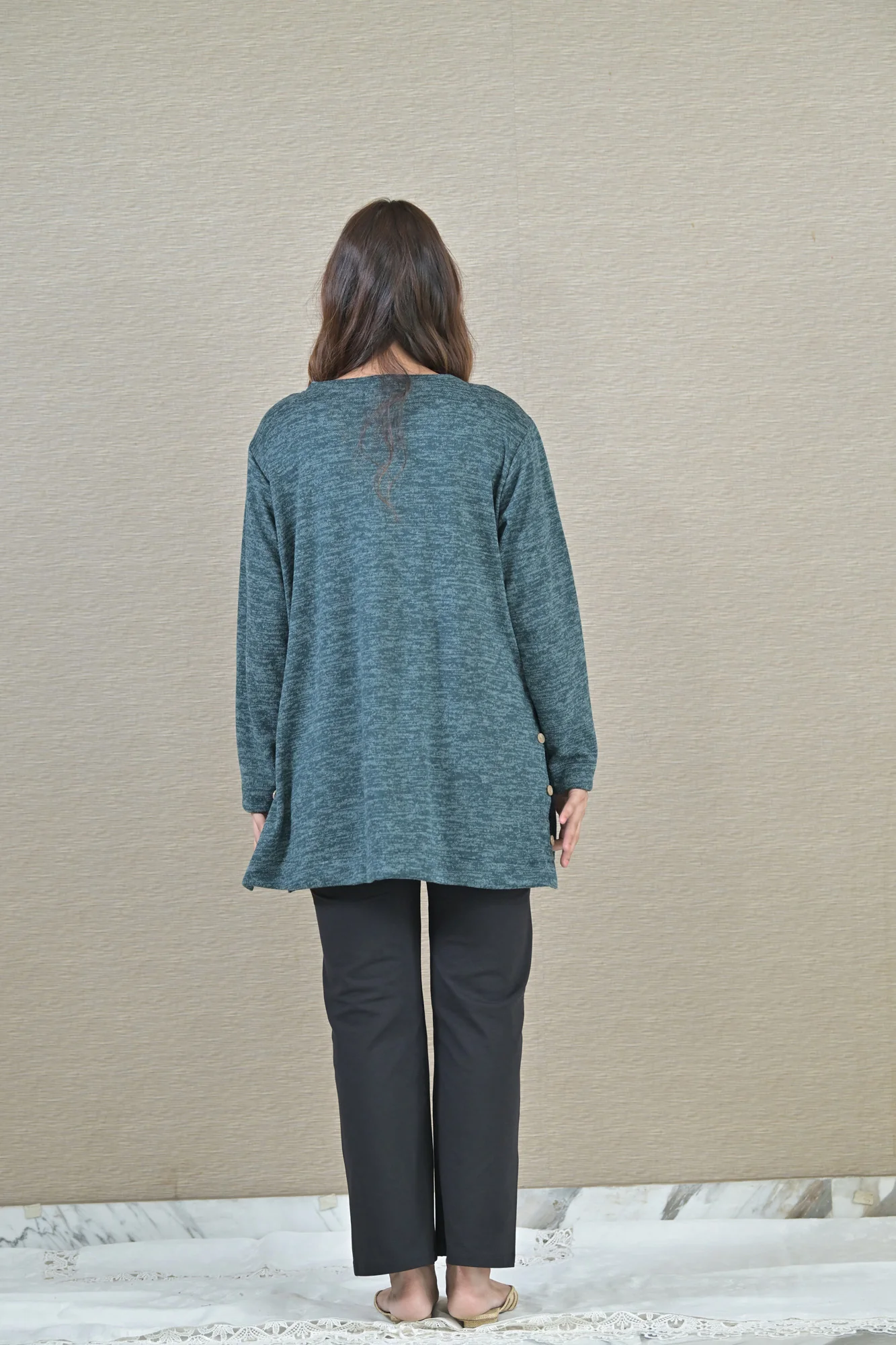 Arabian Green Maternity & Nursing Side-Slit Winter Sweater Top - Chenance