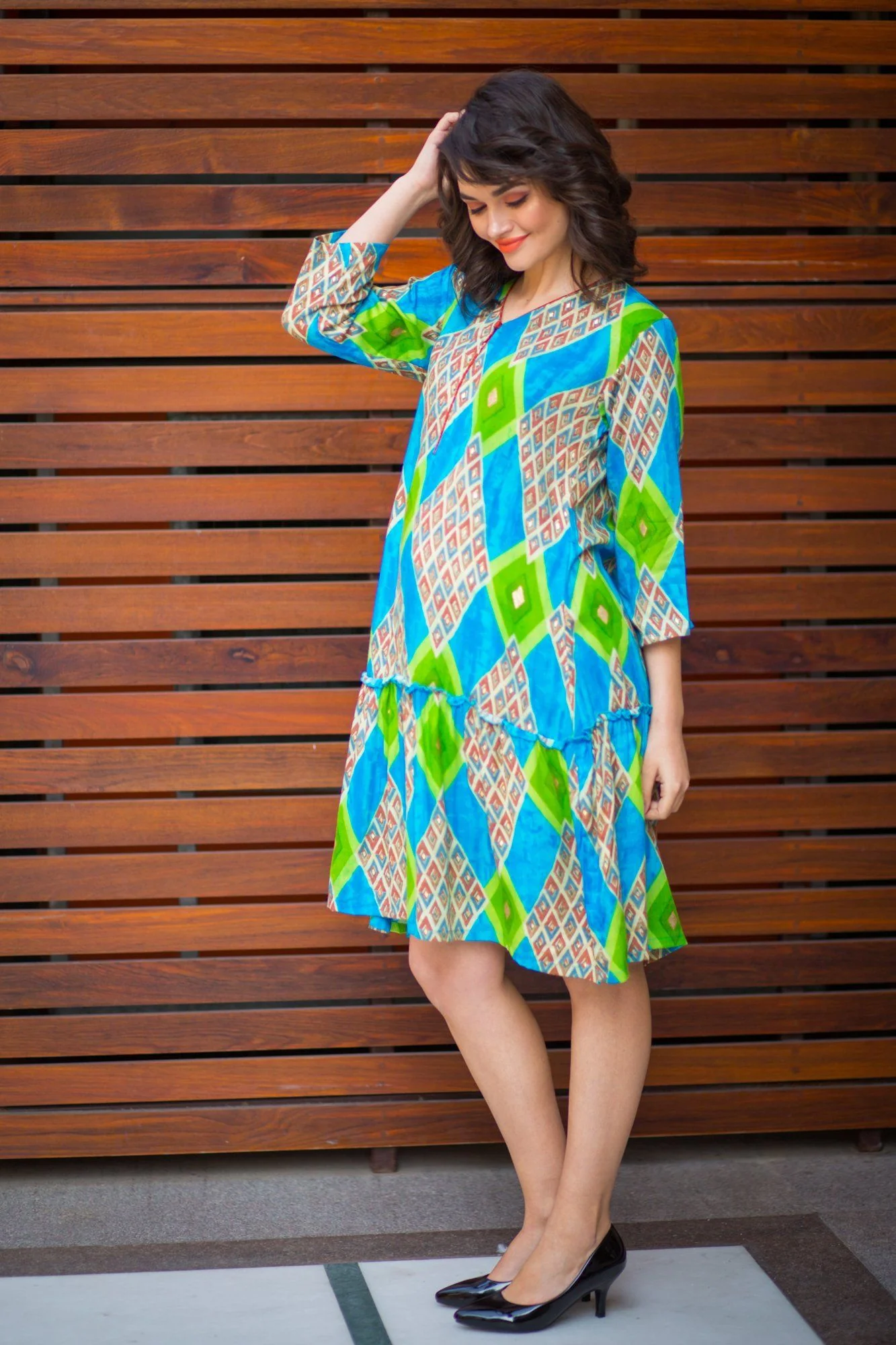 Aquamarine Diamond Maternity & Nursing Dress - Chenance