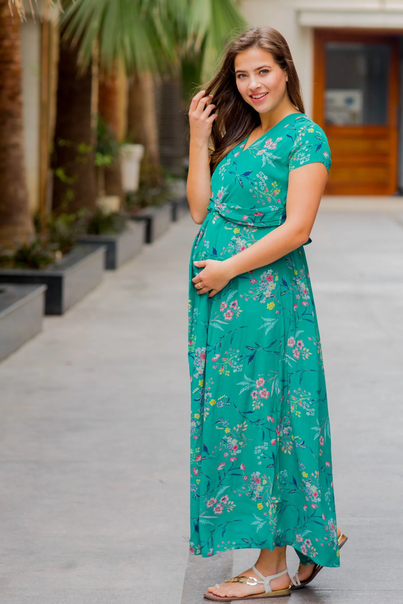Exquisite Emerald Green Maternity Knot Dress - Chenance