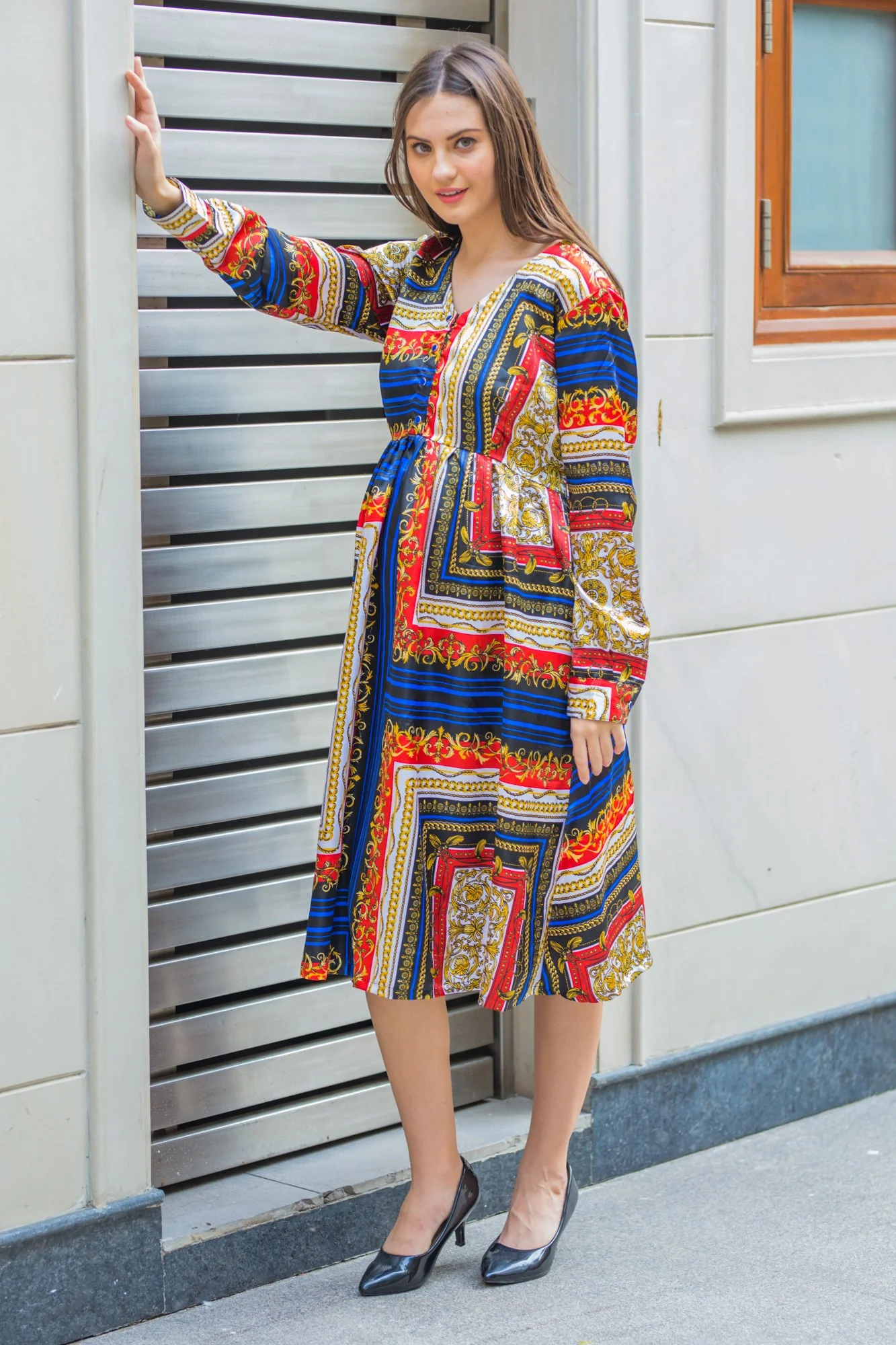 Abstract Maze Maternity & Nursing Dress - Chenance