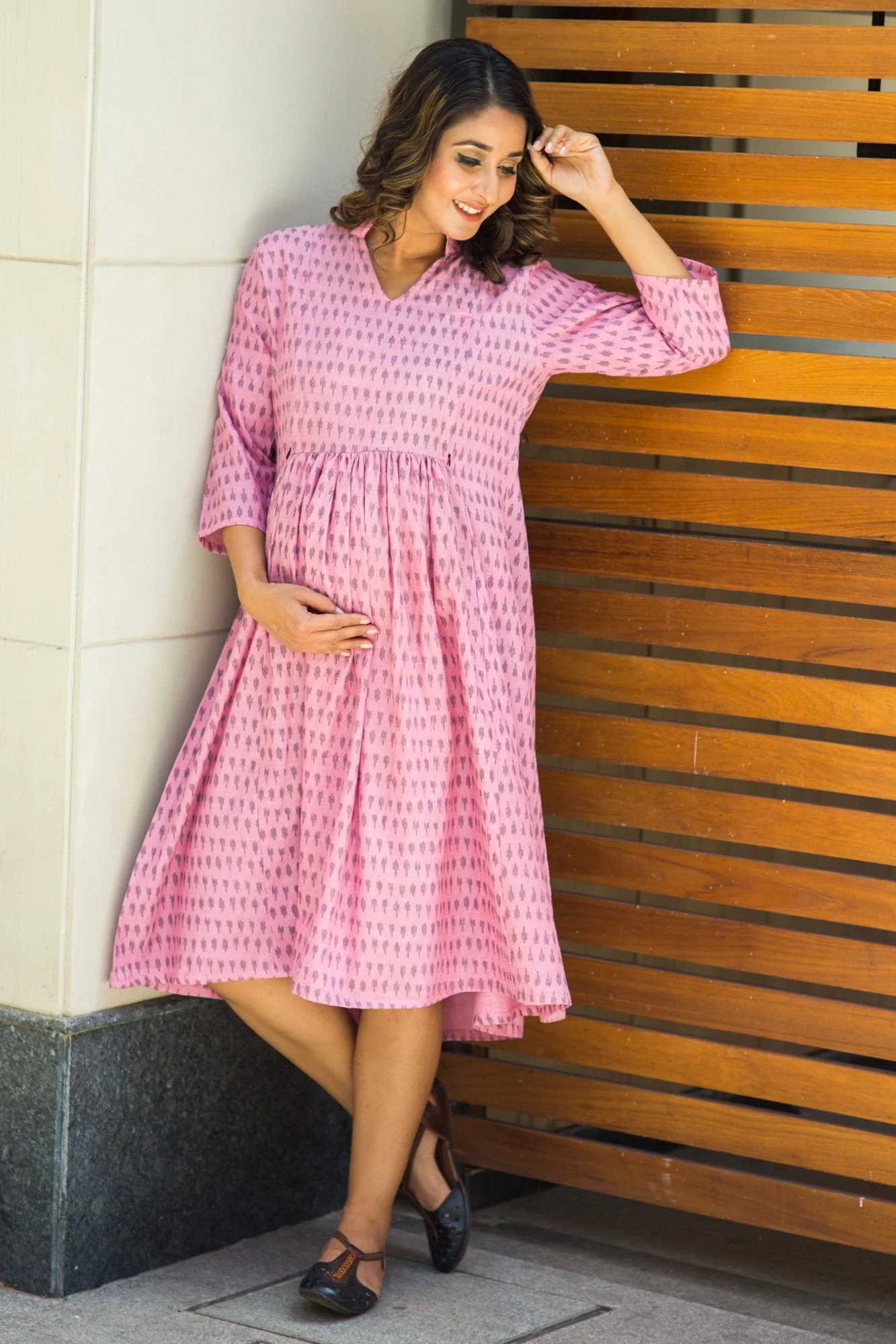 Pink Ikat Print Maternity and Nursing Tunic - Chenance