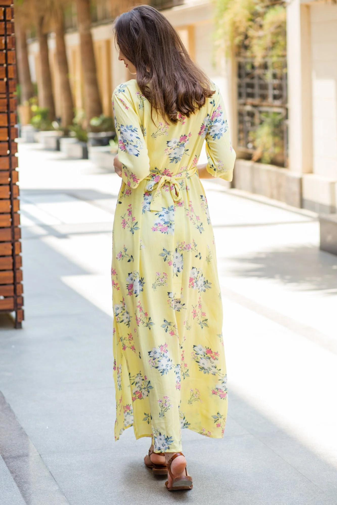 Pastel Yellow Flair Maternity & Nursing Dress - Chenance