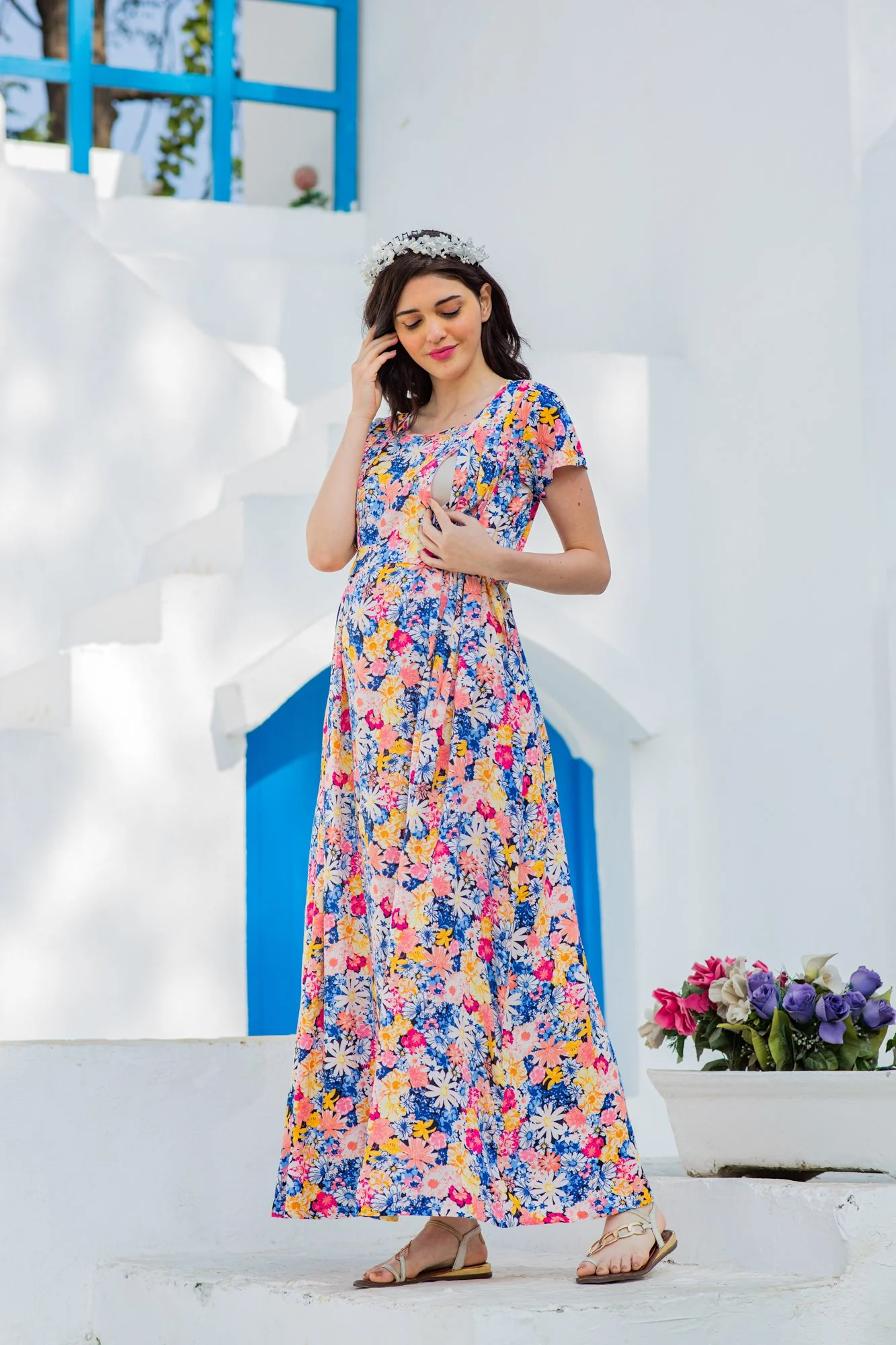 Azure Lily Pintucks Concealed Zips Dress - Chenance