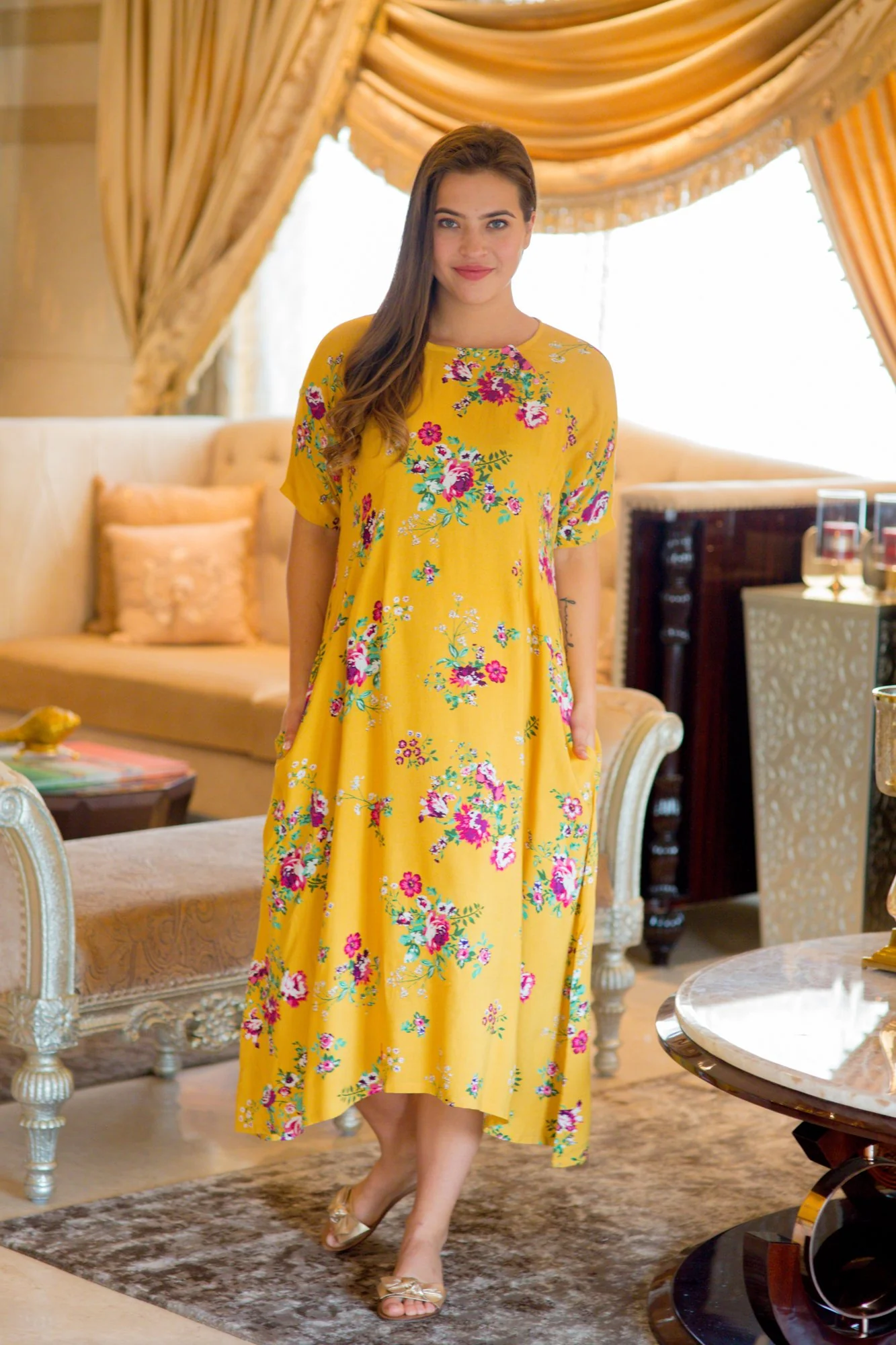 Sunny Love Shoulder Snap Maternity & Nursing Dress / Delivery Gown/ Night Dress - Chenance