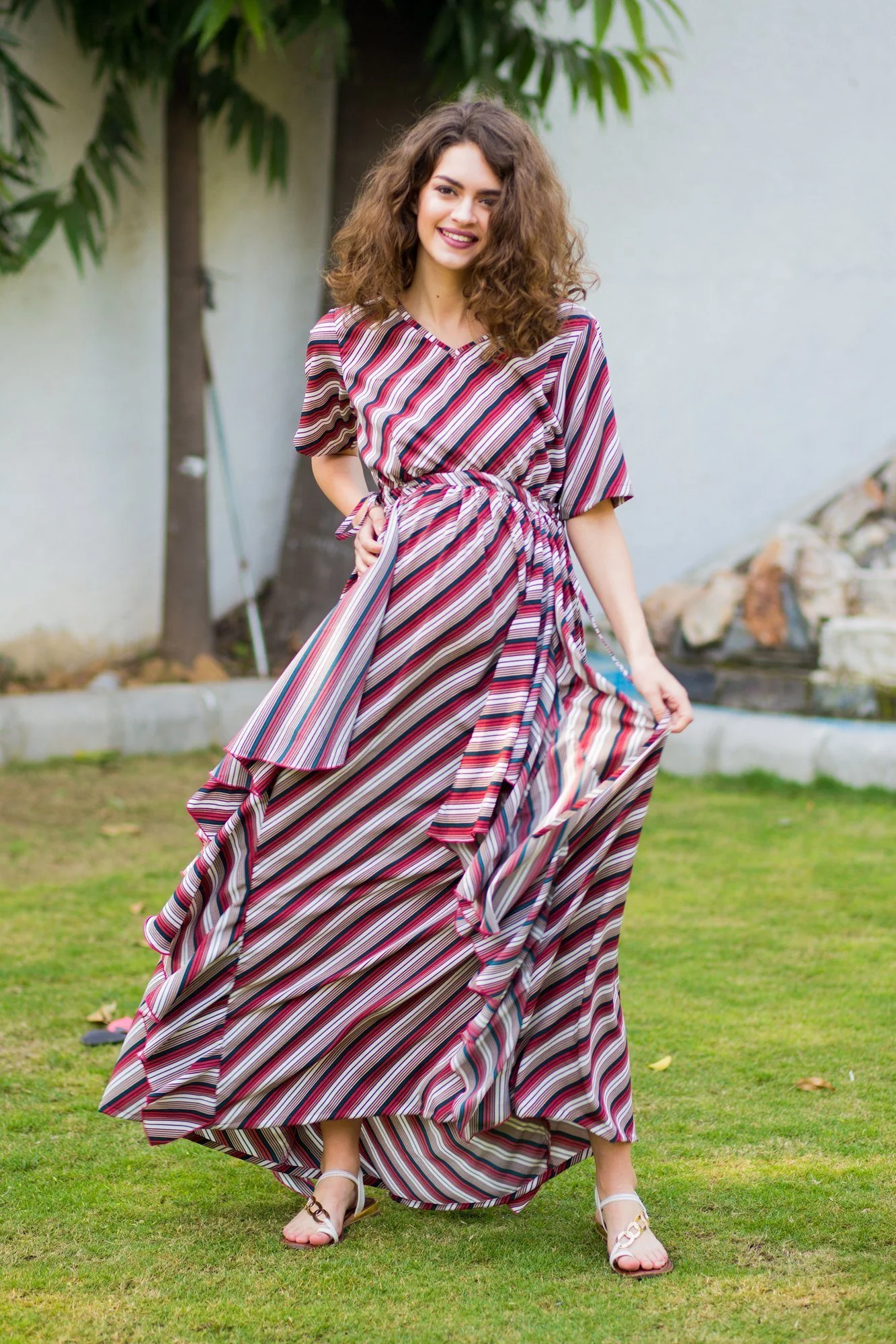 Auburn Striped Luxe Maternity Dress - Chenance