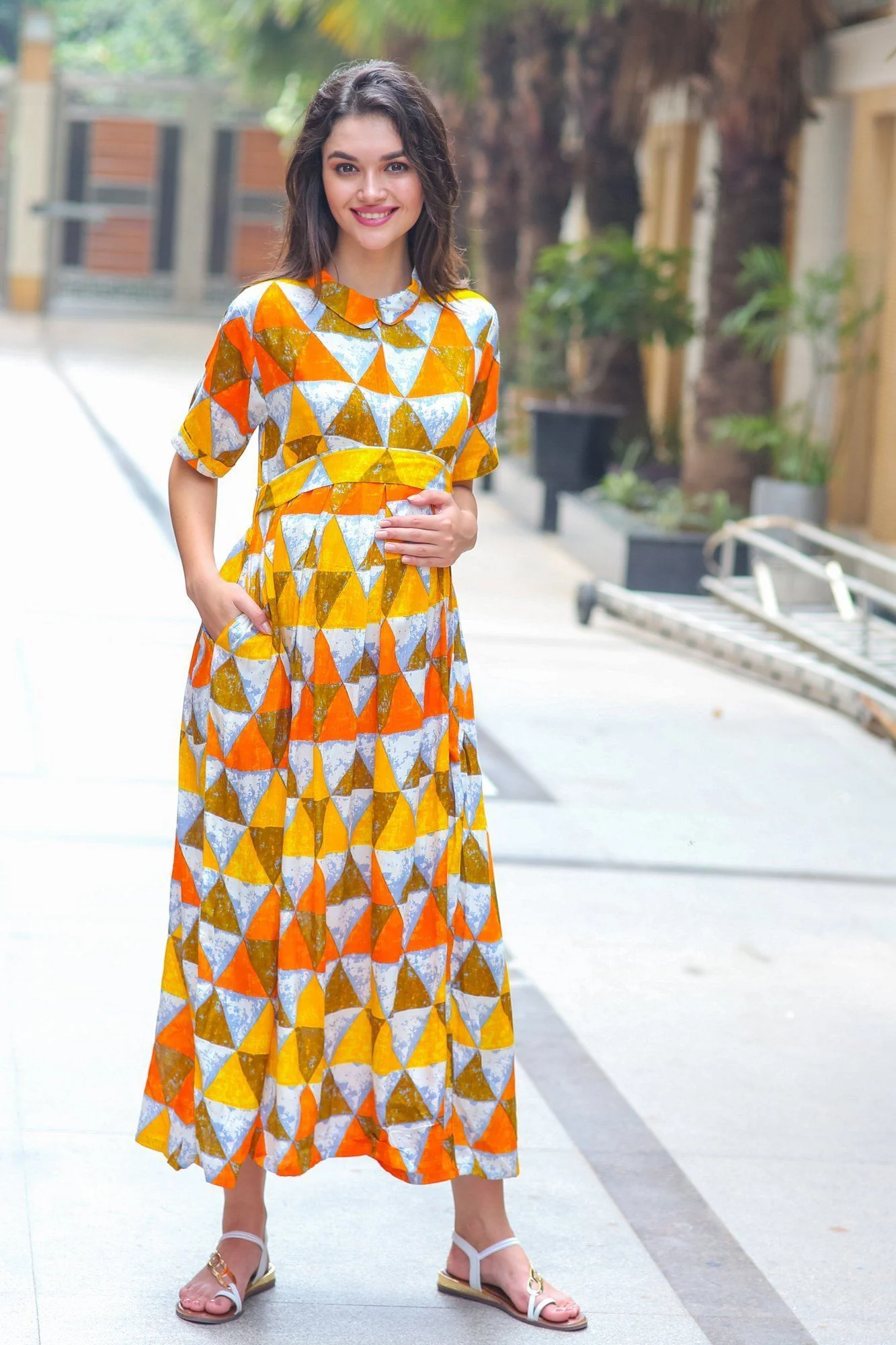 Tuscan Triangle Maternity & Nursing Dress - Chenance