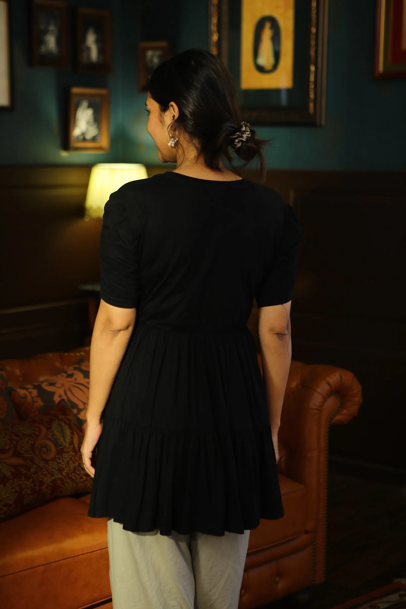 Adorable Swing Black Layered Maternity Top - Chenance