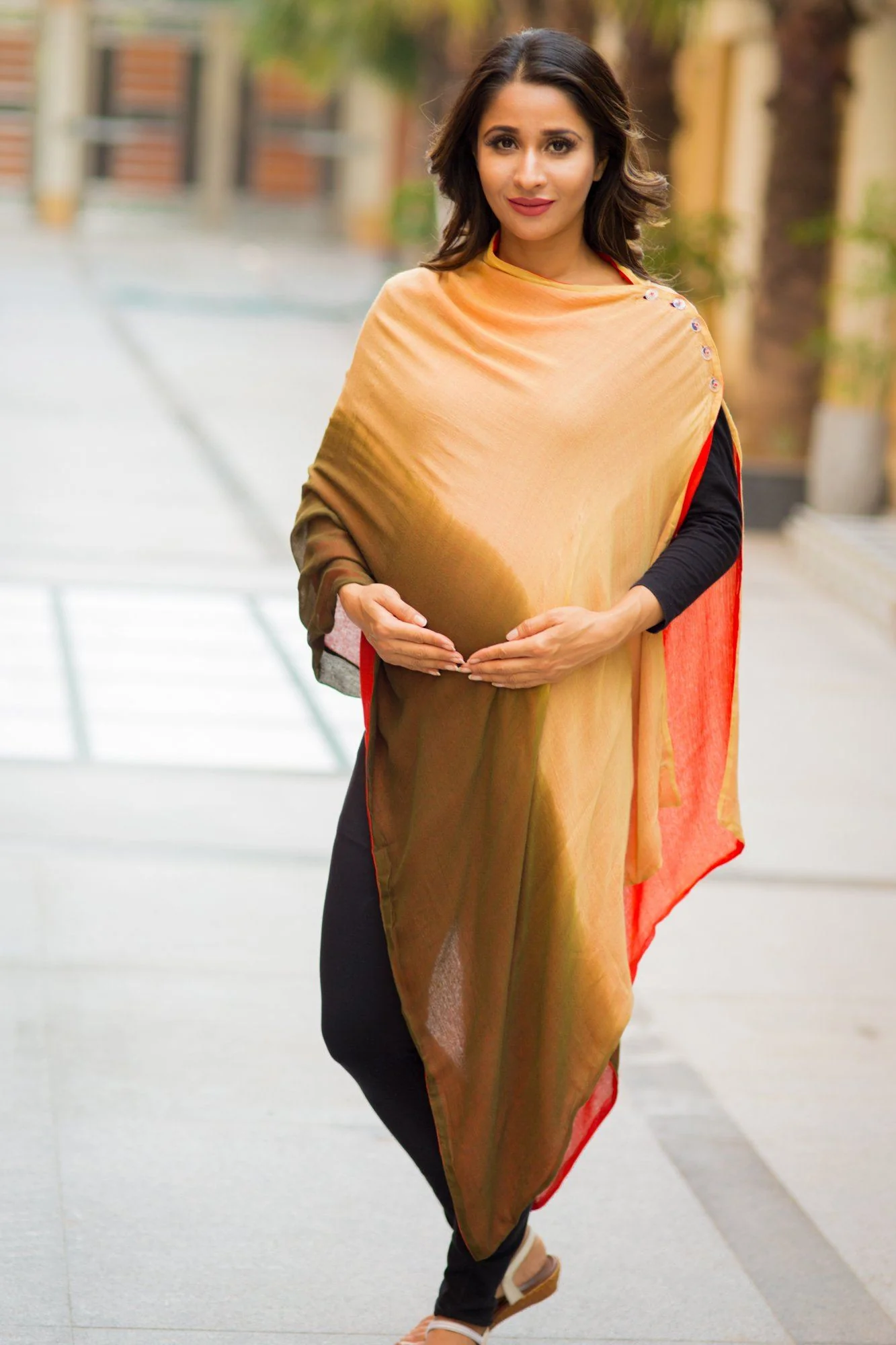 2 in 1 Double Sided Red Ombre Luxe Modal Nursing Stole - Chenance