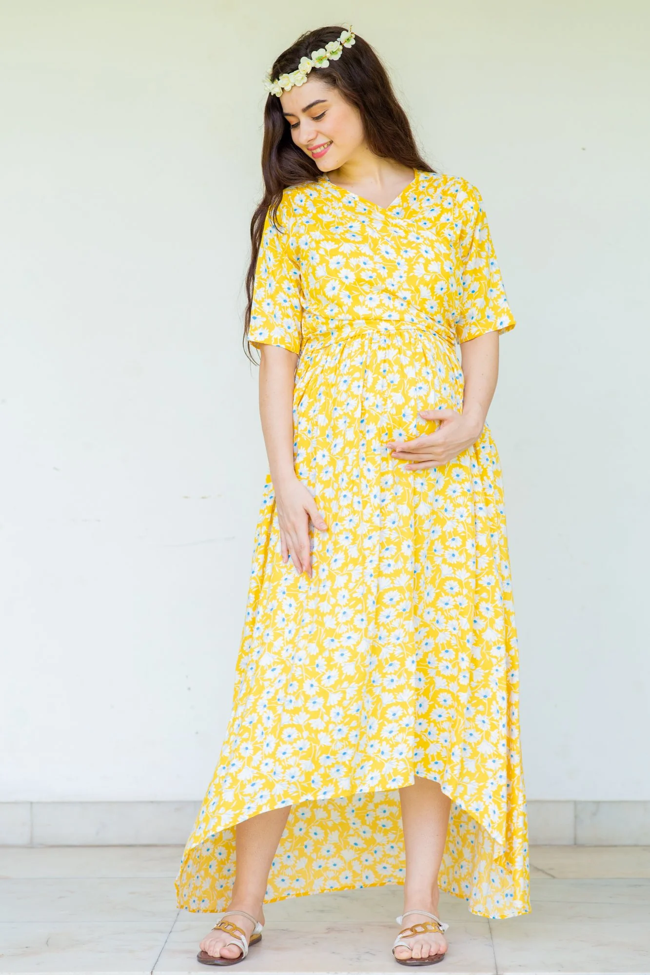Sunny Maternity & Nursing Hi- Low Wrap Dress - Chenance