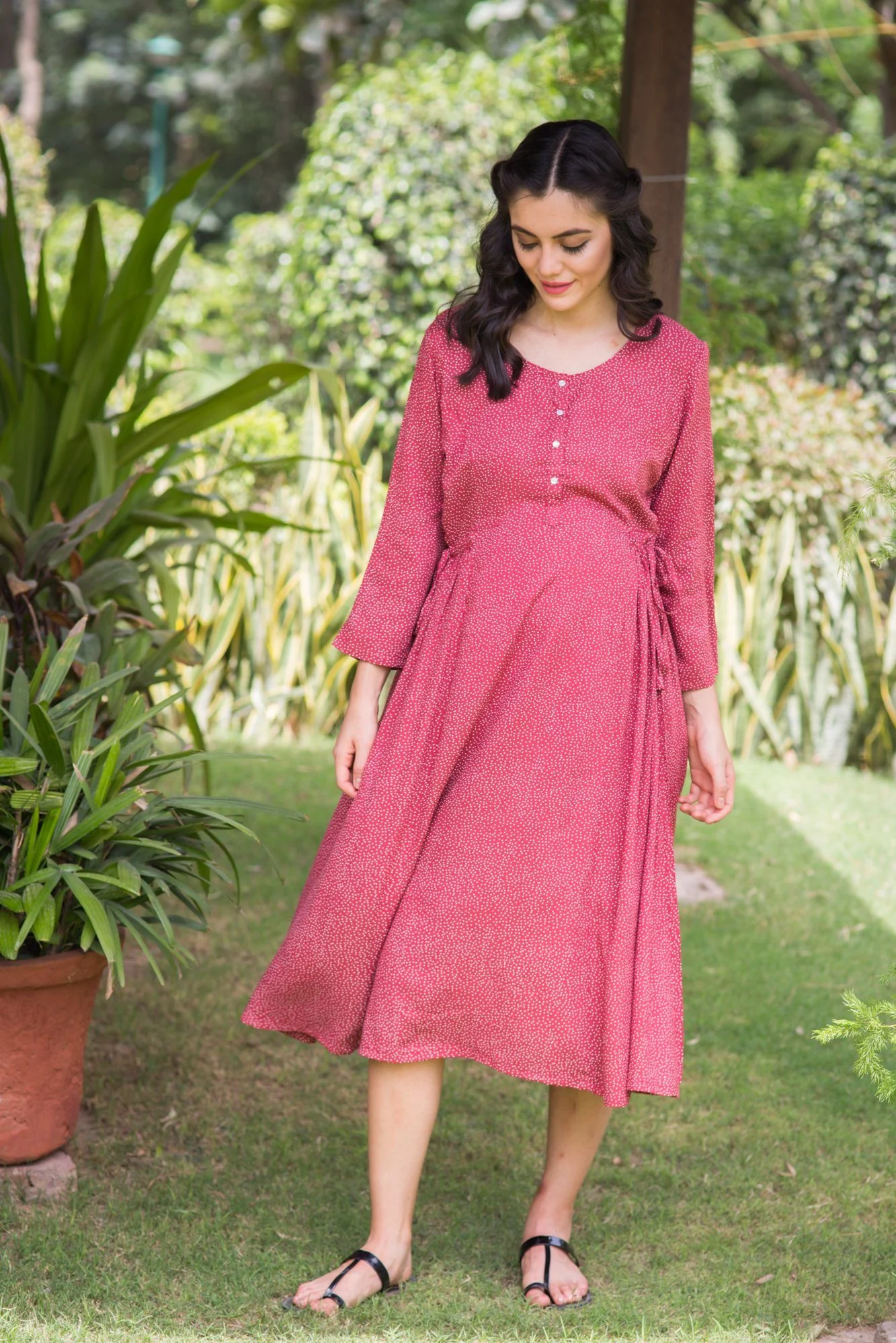 Spiced Coral Maternity & Nursing Kurta Dress - Chenance