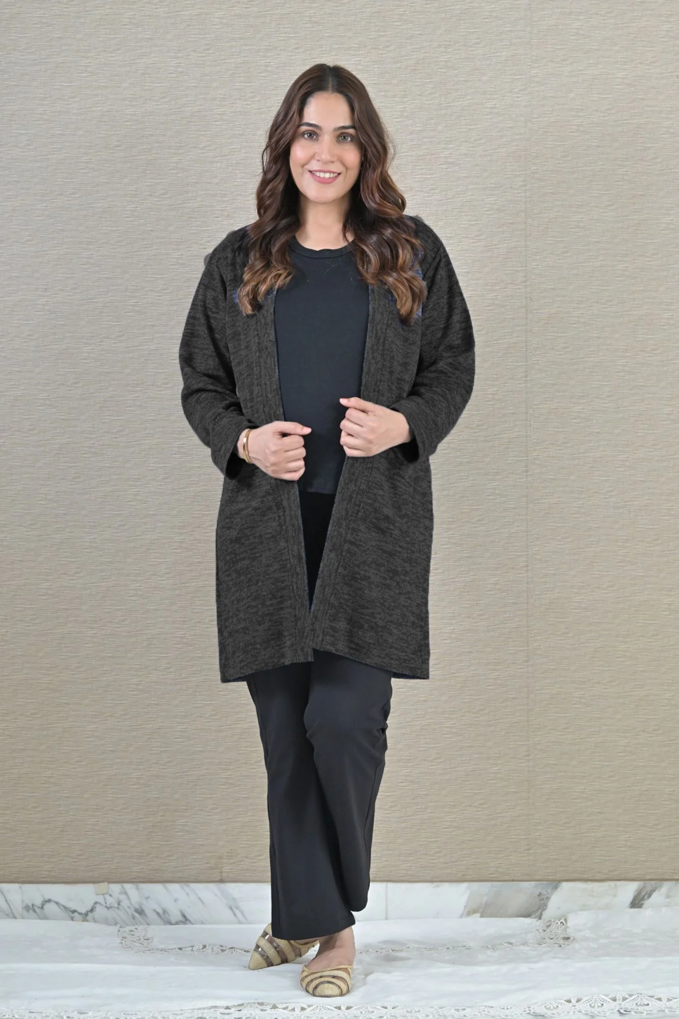 Adorable Black Maternity Winter Cover Up - Chenance