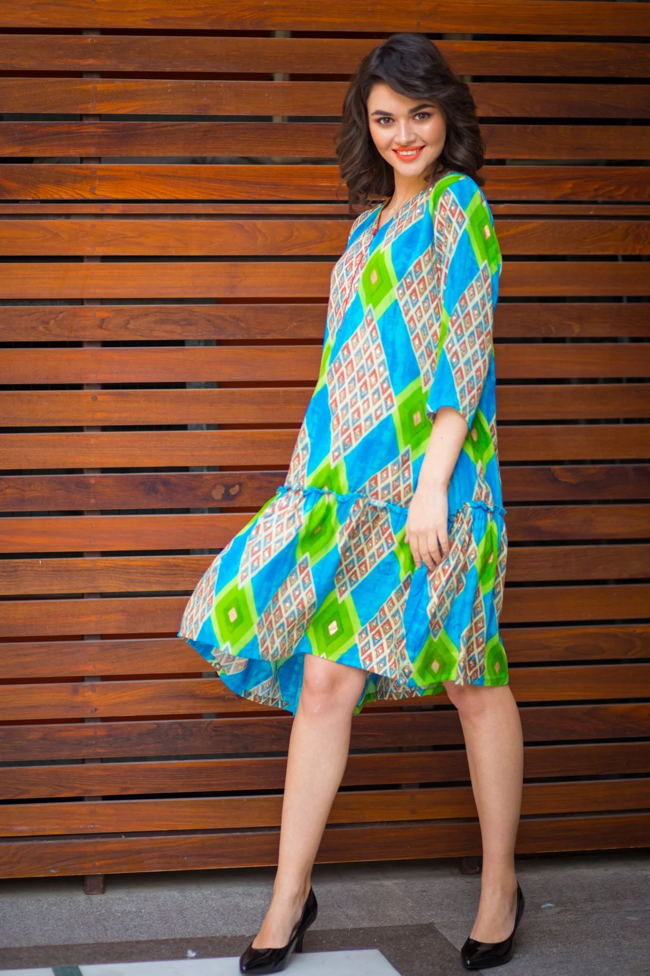 Aquamarine Diamond Maternity & Nursing Dress - Chenance