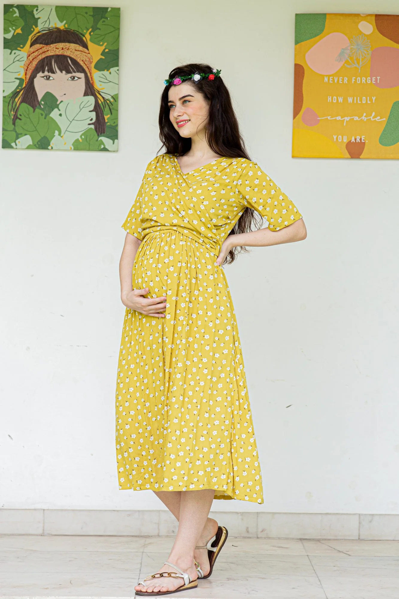 Tuscany Maternity & Nursing Midi Wrap Dress - Chenance