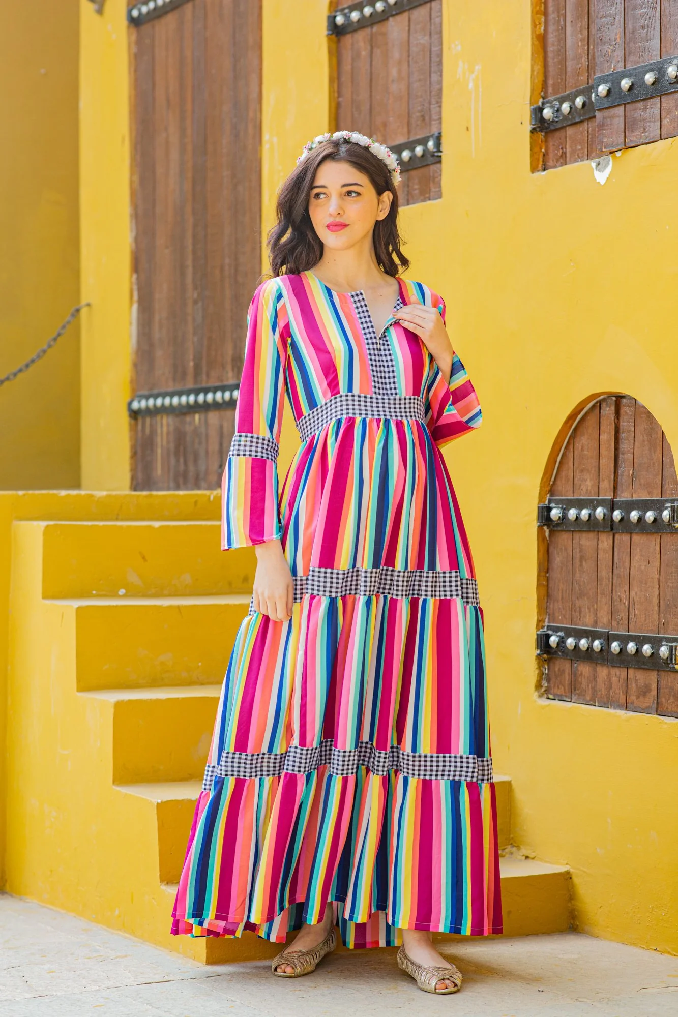 Vivacious Stripes Maternity & Nursing Dress - Chenance