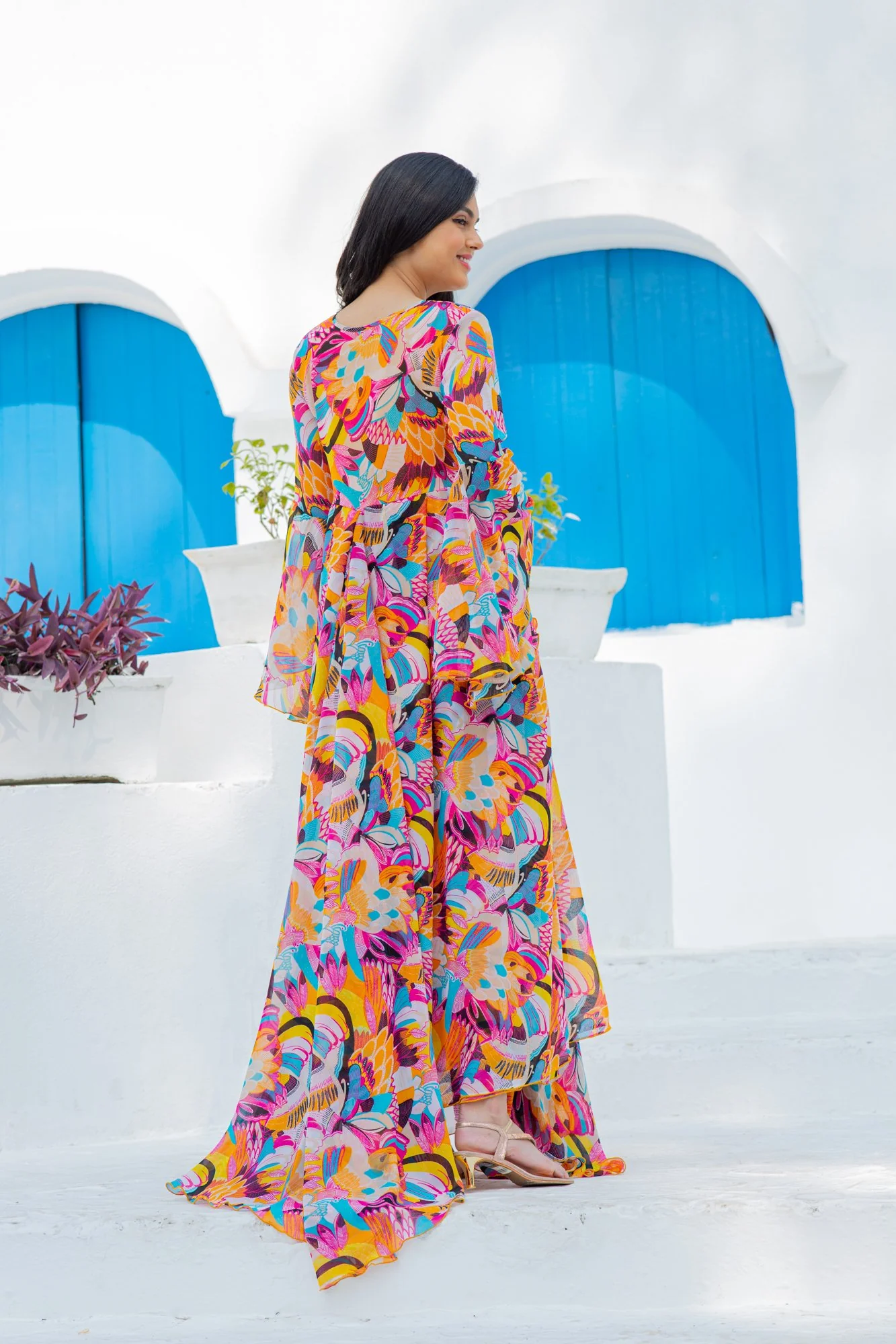 Vibrant Boho Maternity & Nursing Flair Concealed Zip Dress - Chenance