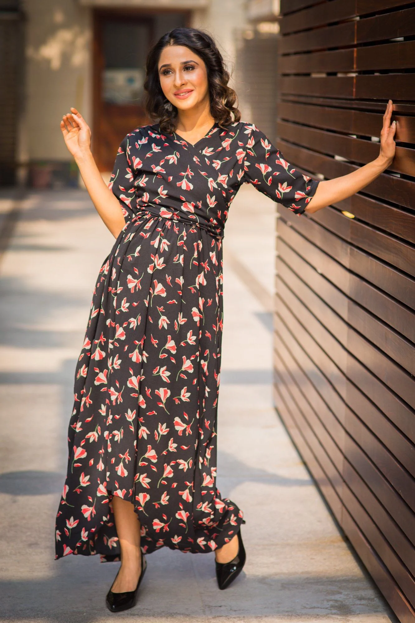 Twilight Garden Hi-Low Maternity & Nursing Wrap Dress - Chenance