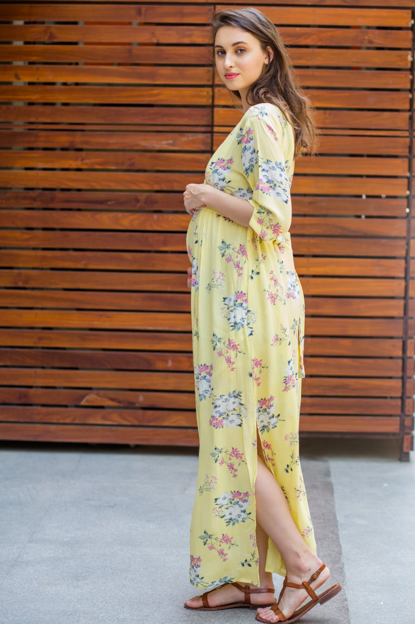 Pastel Yellow Flair Maternity & Nursing Dress - Chenance