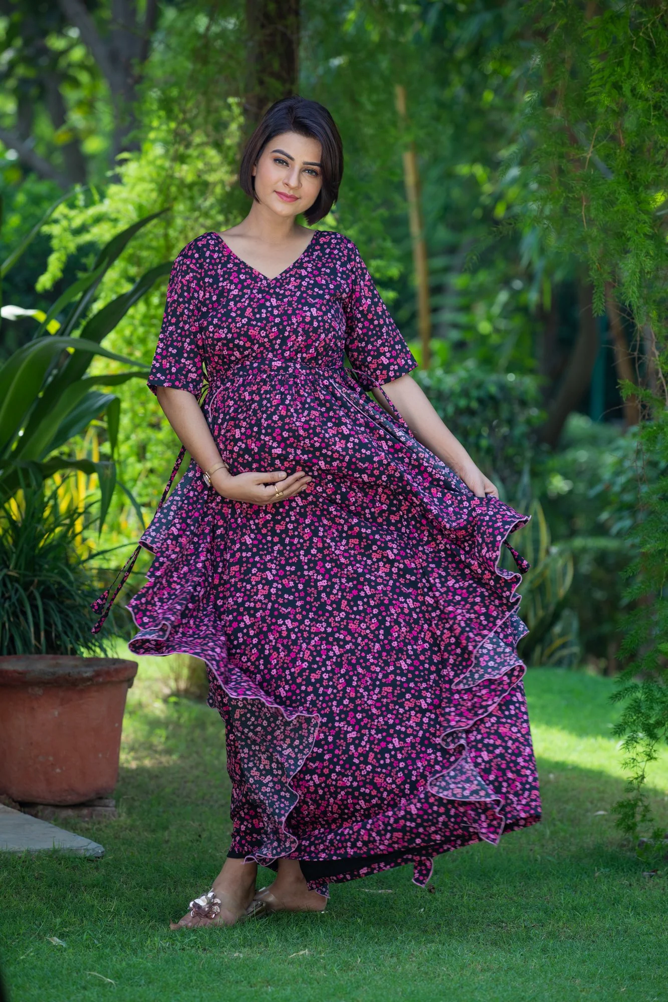 Berry Blast Maternity Flow Dress - Chenance