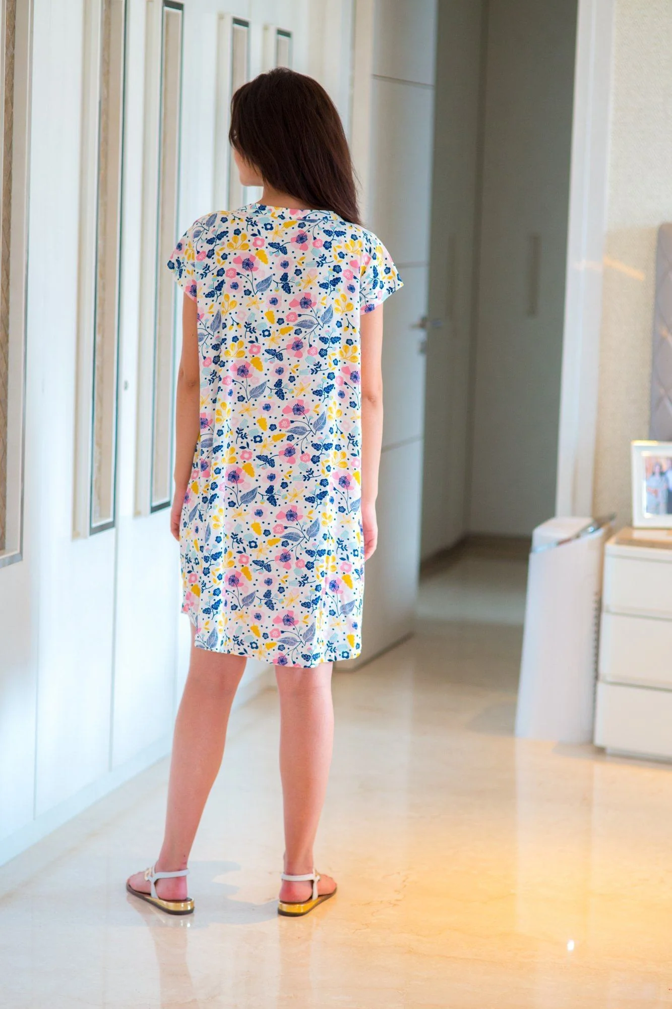 White Comfy Viscose Maternity & Nursing Night Dress - Chenance