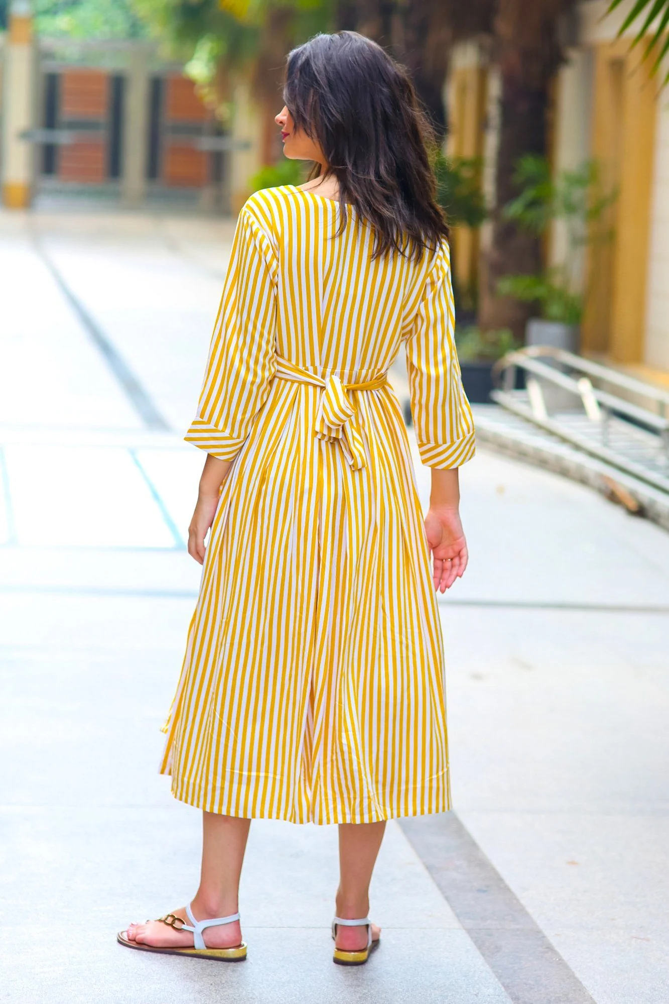Sunshine Striped Pocket Maternity & Nursing Dress - Chenance