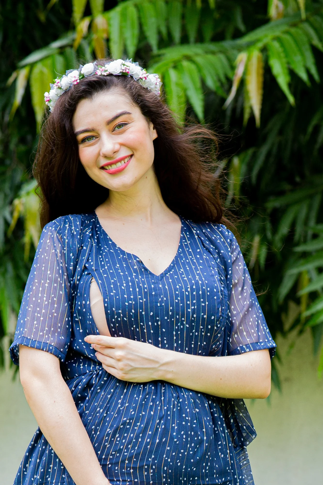 Starry Midnight Maternity & Nursing Hi-Low Wrap Dress - Chenance