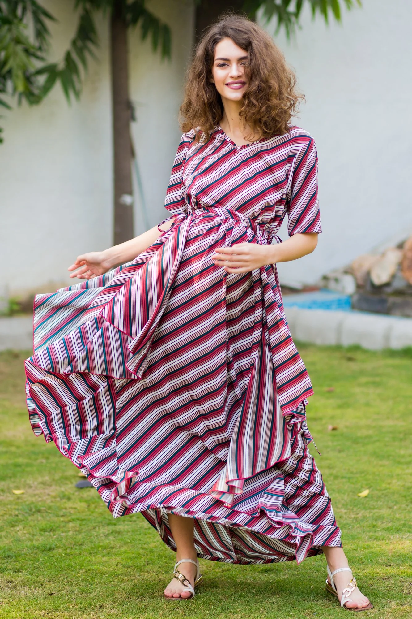 Auburn Striped Luxe Maternity Dress - Chenance