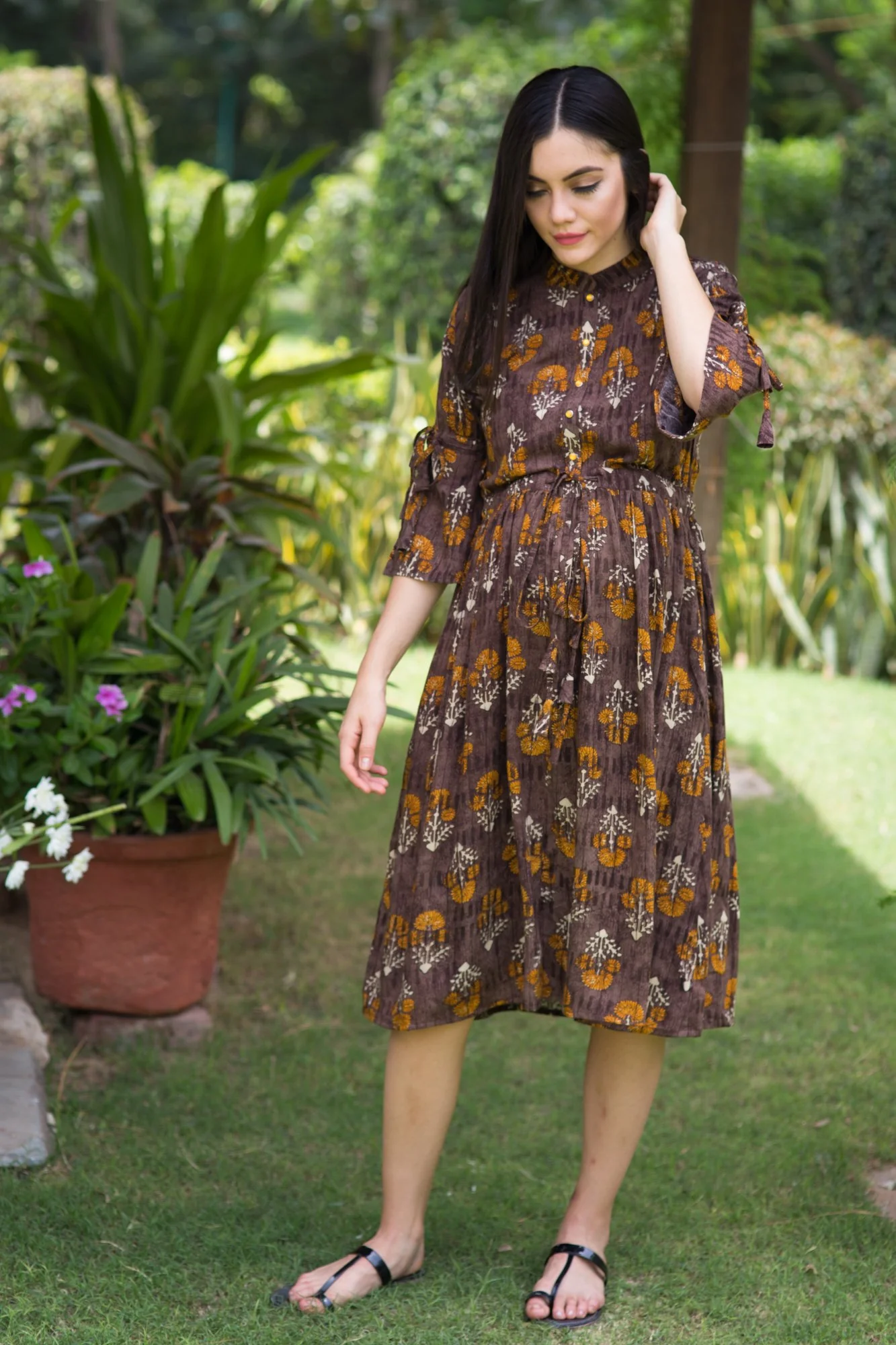 Coco Block Tie Maternity & Nursing Kurta Dress - Chenance